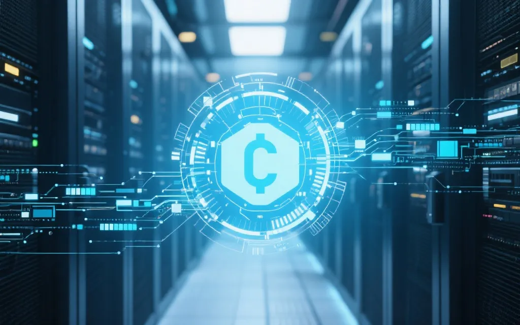 安全技术架构与数据流程插画